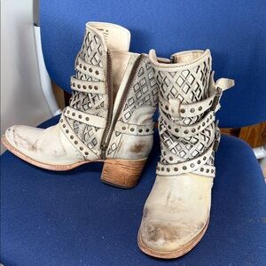 Freebird Cream Studded Ankle Booties